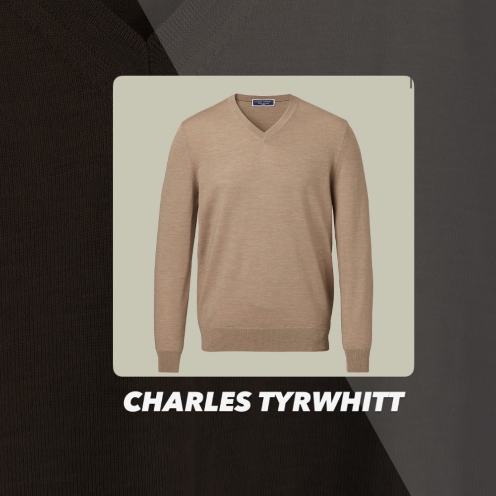 EUC Charles Tyrwhitt Oatmeal V Neck Sweater